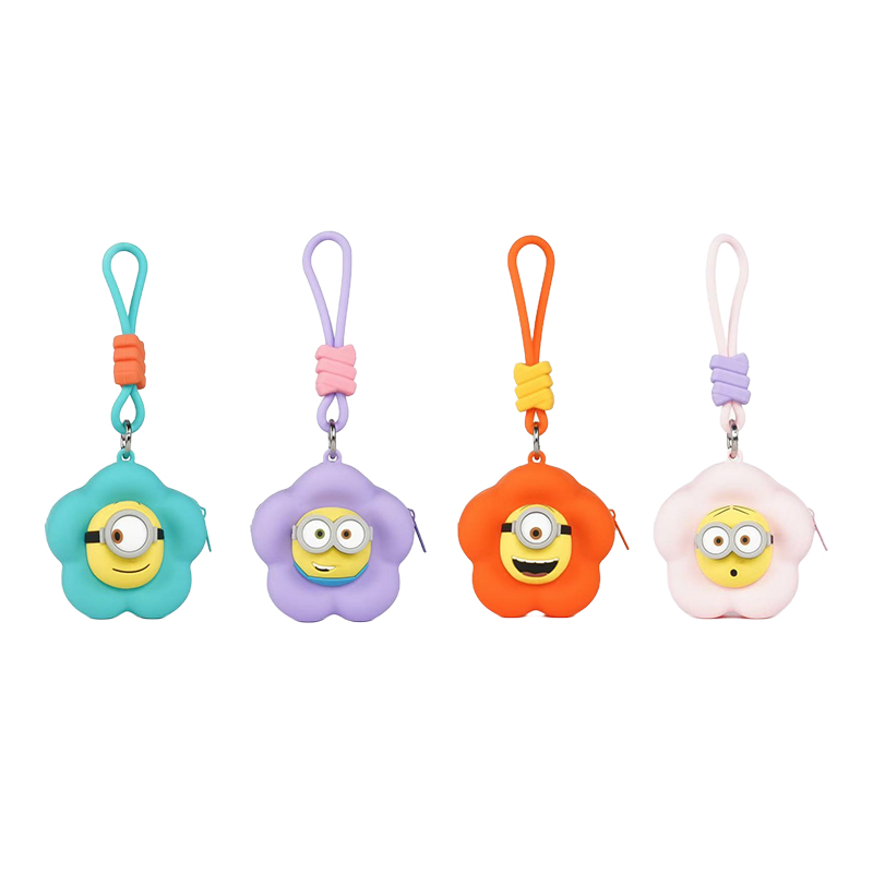 New Genuine Minions Flower Zero Wallet Cute Earphones Organizer Key Bag Creative Small Wallet