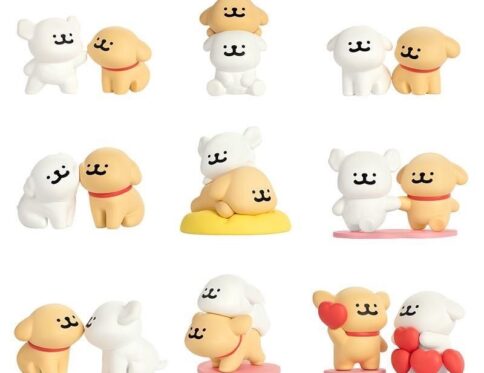 正版线条小狗快乐贴贴系列盲盒潮玩可爱桌面摆件可爱生日礼物